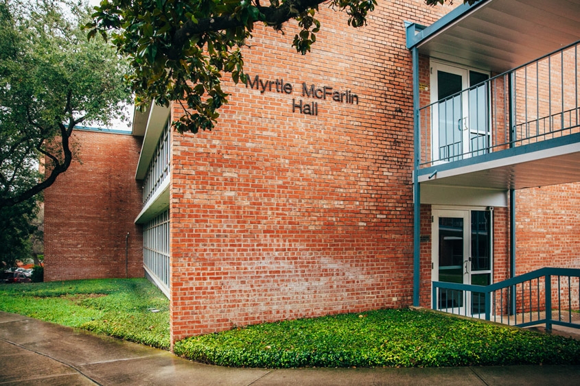 Exterior of the Myrtle McFarlin residence hall
