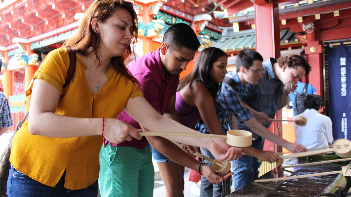 People in an Asian marketplace